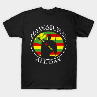 Rising Sun King Kamehameha Kanaka Maoli Flag by Hawaii Nei All Day T-Shirt